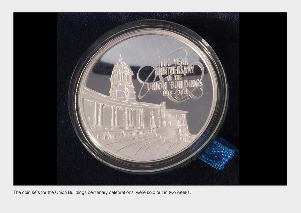 The coin sets for the Union Buildings centenary celebrations were sold out in two weeks