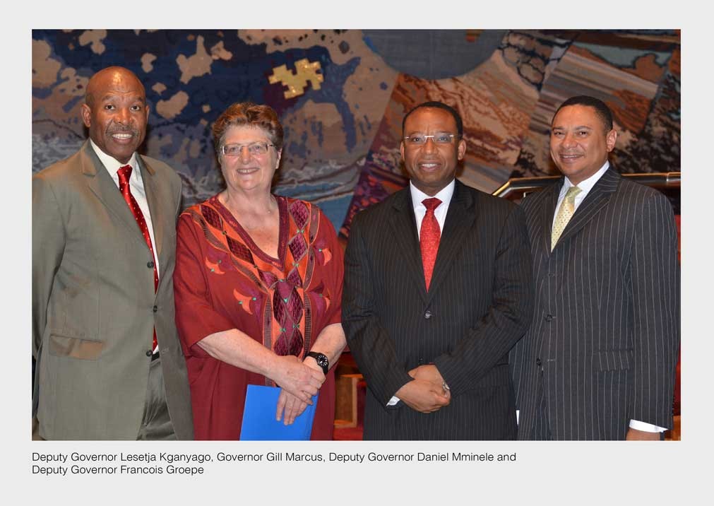 Deputy Governor Lesetja Kganyago, Governor Gill Marcus, Deputy Governor Daniel Mminele and Deputy Governor Francois Groepe