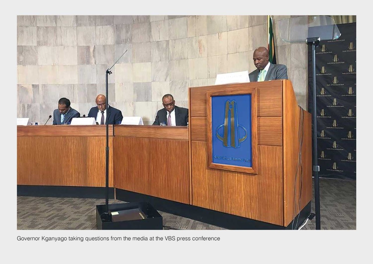 Governor Kganyago taking questions from the media at the VBS press conference