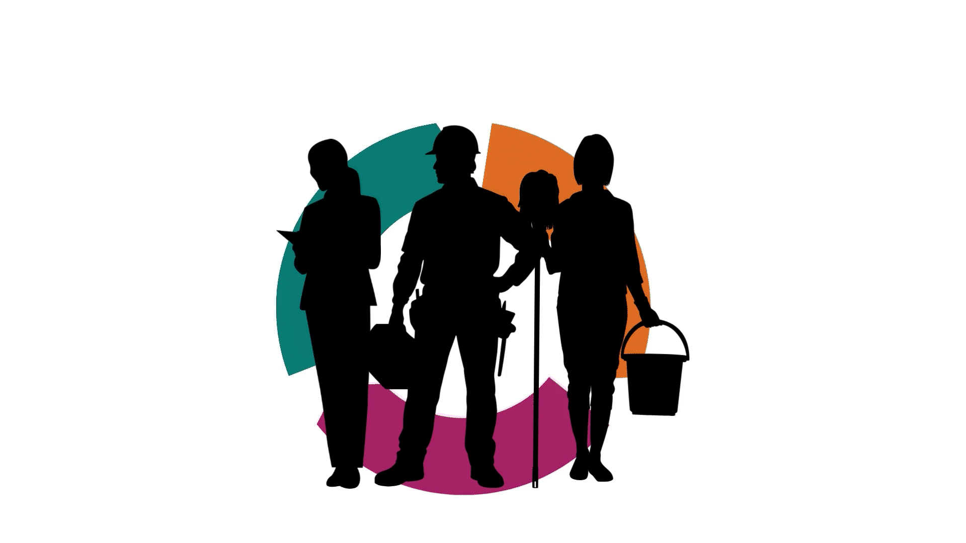 Motion graphic of workers for the December Quarterly Bulletin data story.